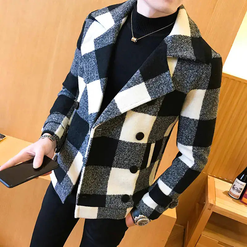 Plaid-Patterned  Windbreaker Sweat-Shirt