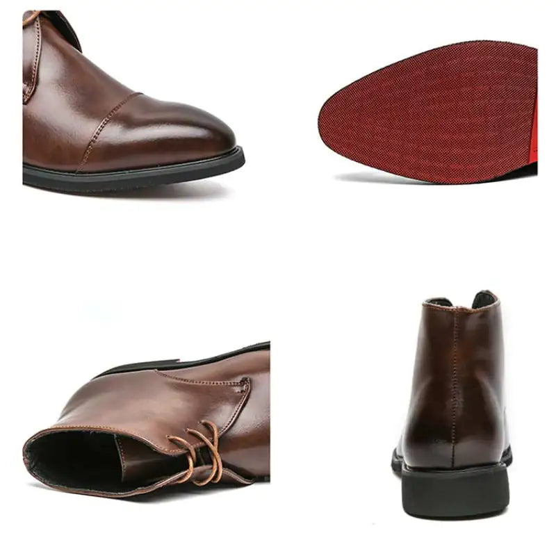 Men's Red Bottom Ankle Leather Boots