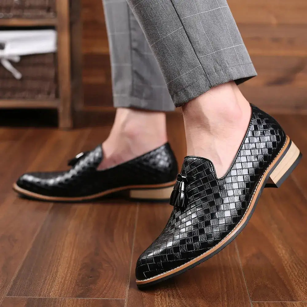 Men's Vintage Patterned Vegan Leather Loafers