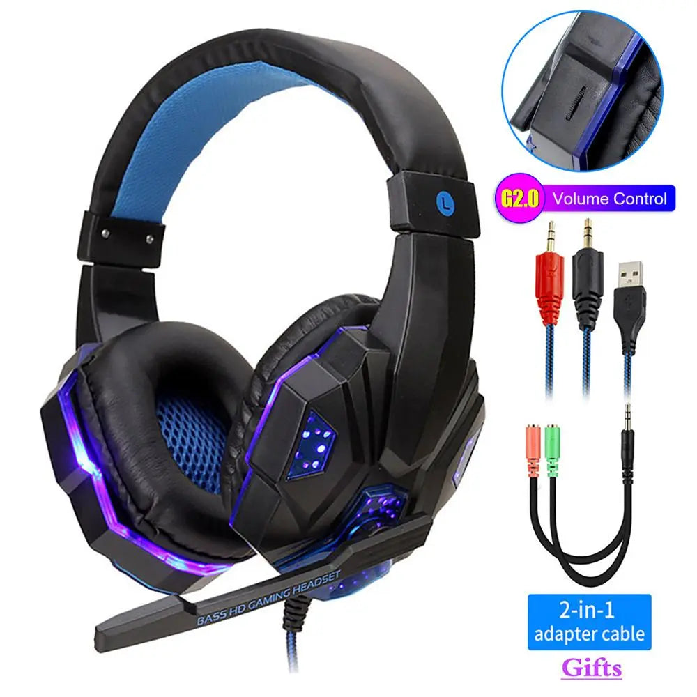 LED Light Wired Gaming Headset