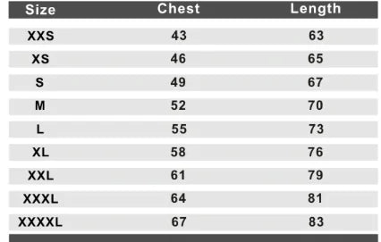 Riverdale-Inspired Zipper Hoodie Size Chart
