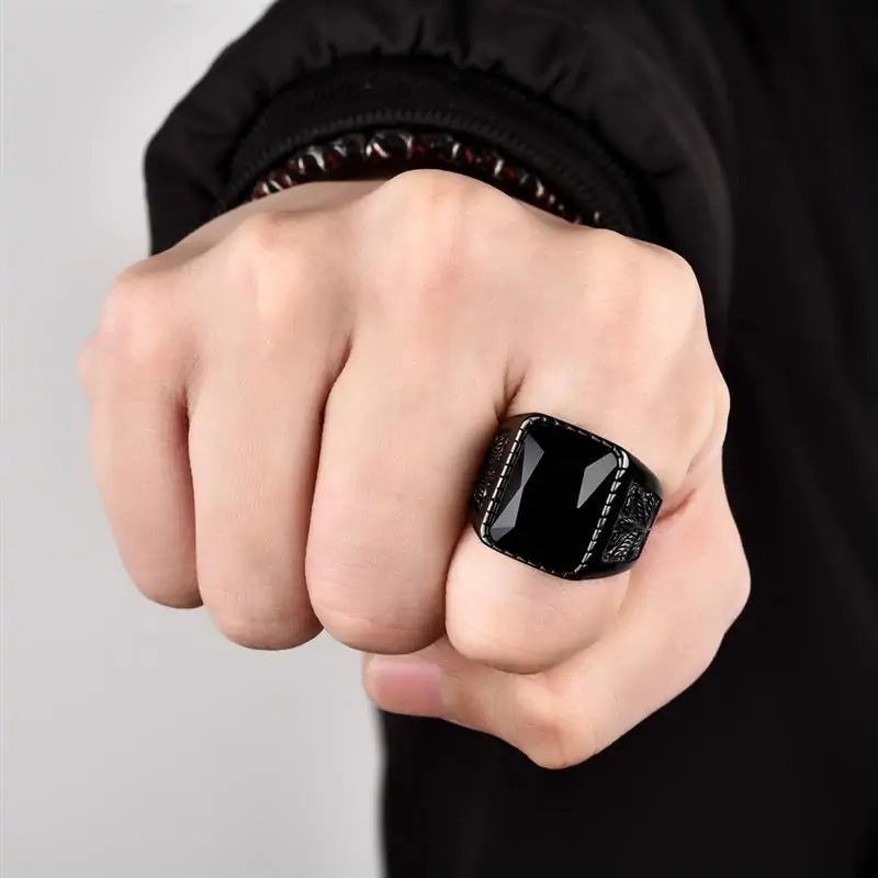 Men's Stainless Steel Stone Ring