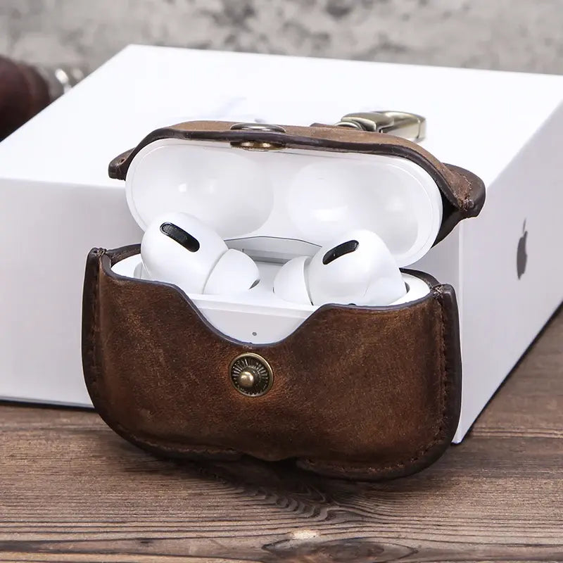 Wireless Earphones Genuine Leather Case