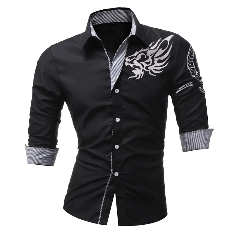 Men's Long-Sleeved Dragon Dress Shirt
