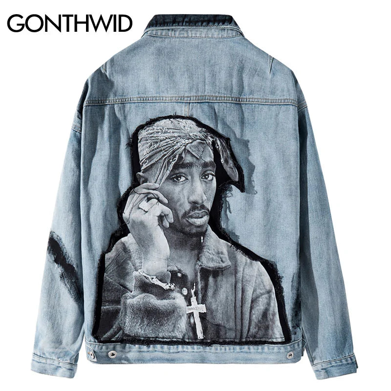 Tupac Patchwork Denim Jacket