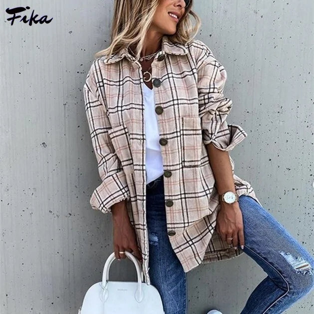 Women's Oversize Plaid Shirt Jacket