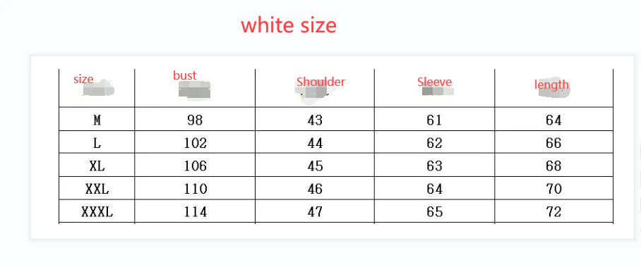 High Collar Hooded Sweatshirt Size Chart
