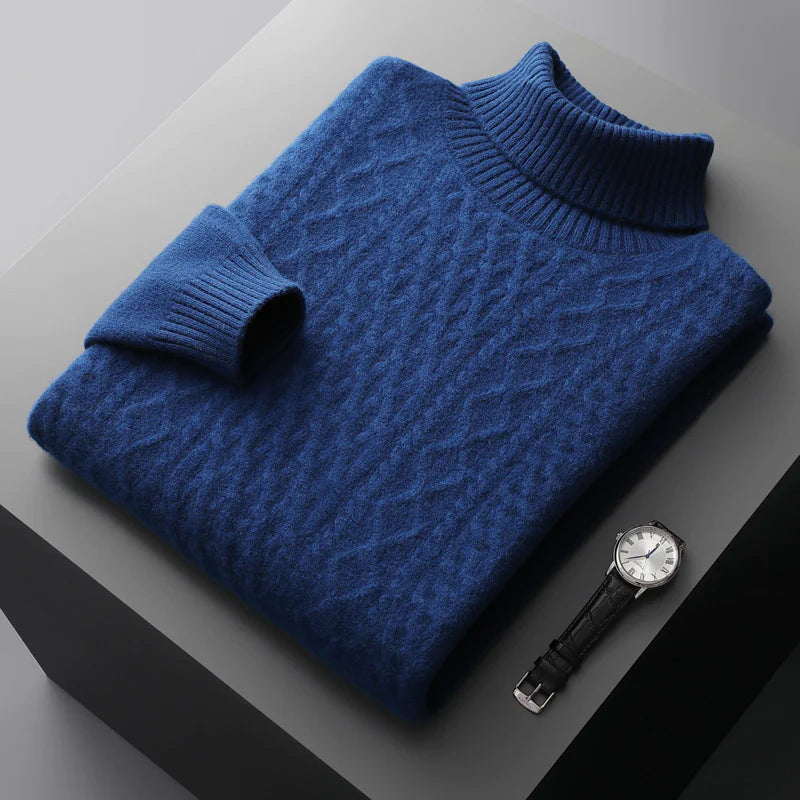 Men's Cozy Cashmere Turtleneck Cardigan