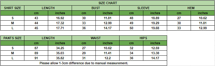Women's Patchwork Complete Workout Gym Gear Size Chart