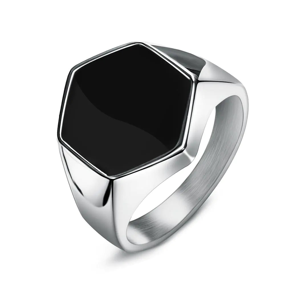 Men's Stainless Steel Stone Ring