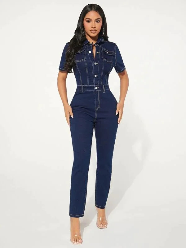 Women's one-piece denim outfit