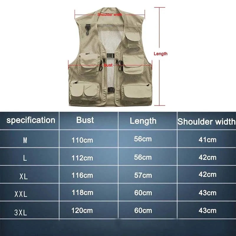 Versatile Angler Tactical Vest Size Chart