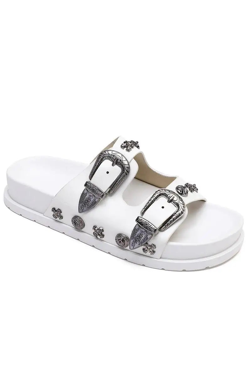 Stylish White Buckled Footwear