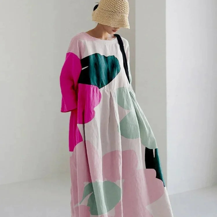 Cotton-Like Printed Casual Dress