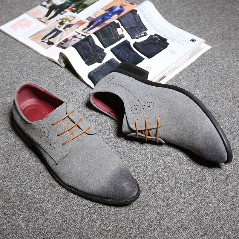 Pointed Nose Swede Leather Shoes