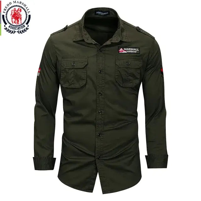Men's Military-Inspired Long Sleeve Shirt