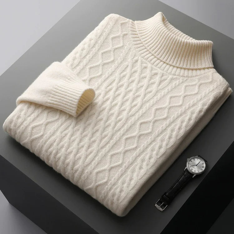 Men's Cozy Cashmere Turtleneck Cardigan