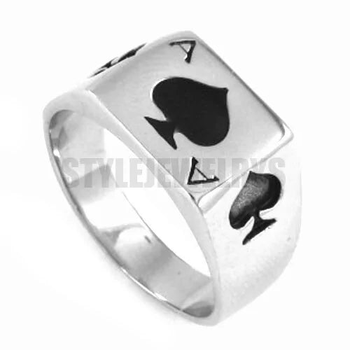 Men's Ace of Spades Motor Biker Ring