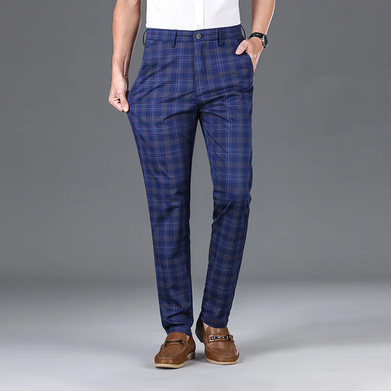 Sharp and Casual Men's Stripe and Plaid Trousers