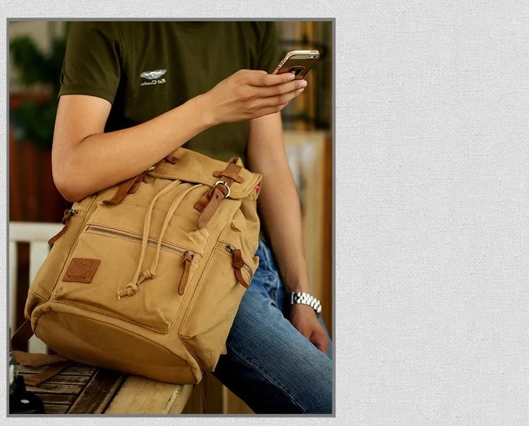 Vintage Rucksack Canvas Backpack
