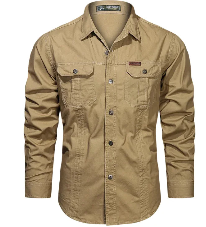 Men's Denim Solid Colour Long Sleeve Shirt