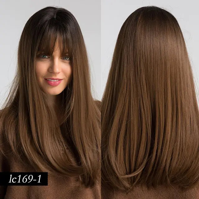 Synthetic Brown and Blonde Long Straight Wig