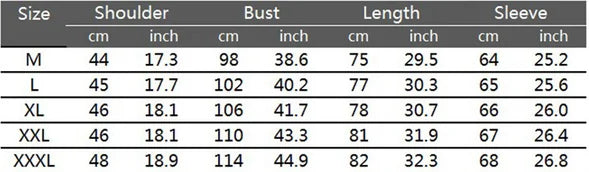 Men's Long-Sleeved Dragon Dress Shirt Size Chart