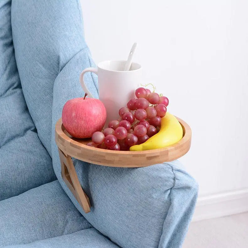 Wooden Sofa Snacks Drinks Tray