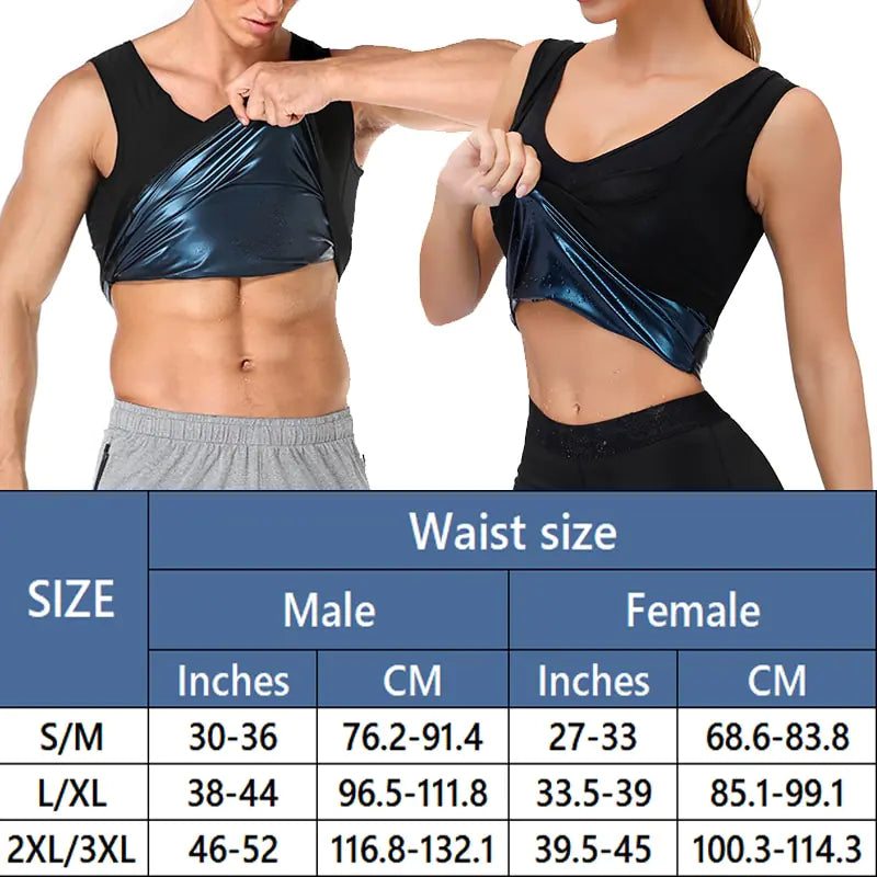 Thermal Compression Sauna Sweat Vest Sze Chart
