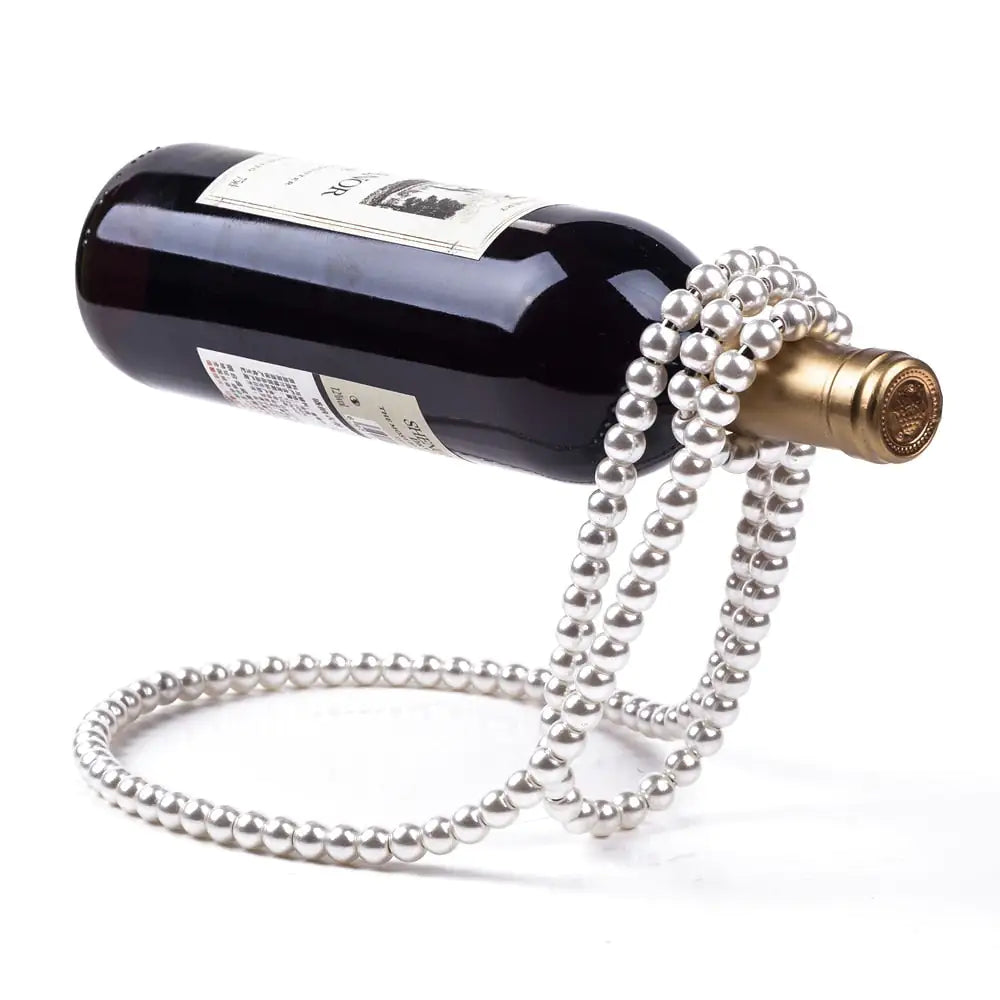 Glamorous Pearl Necklace Wine Rack