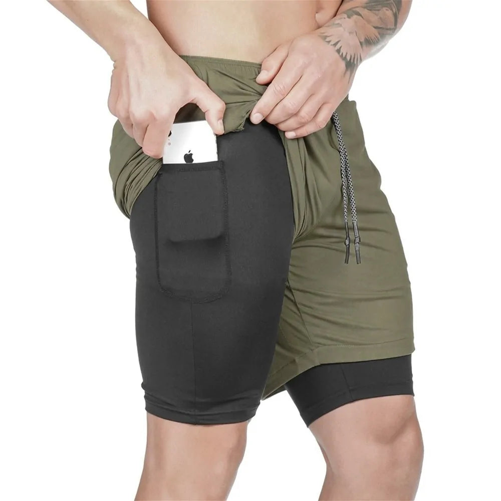 2 in 1 Running Shorts Pocket Lining