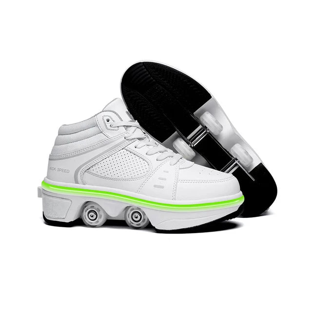 Versatile Sneakers with Built-In Roller Skates
