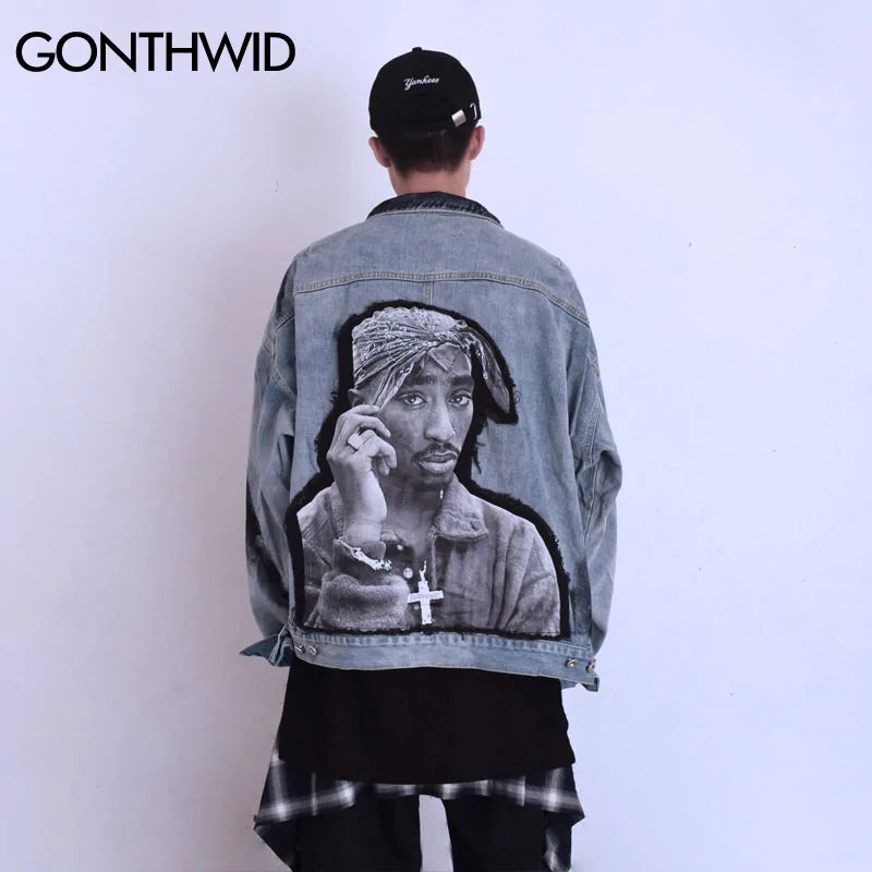 Tupac Patchwork Denim Jacket