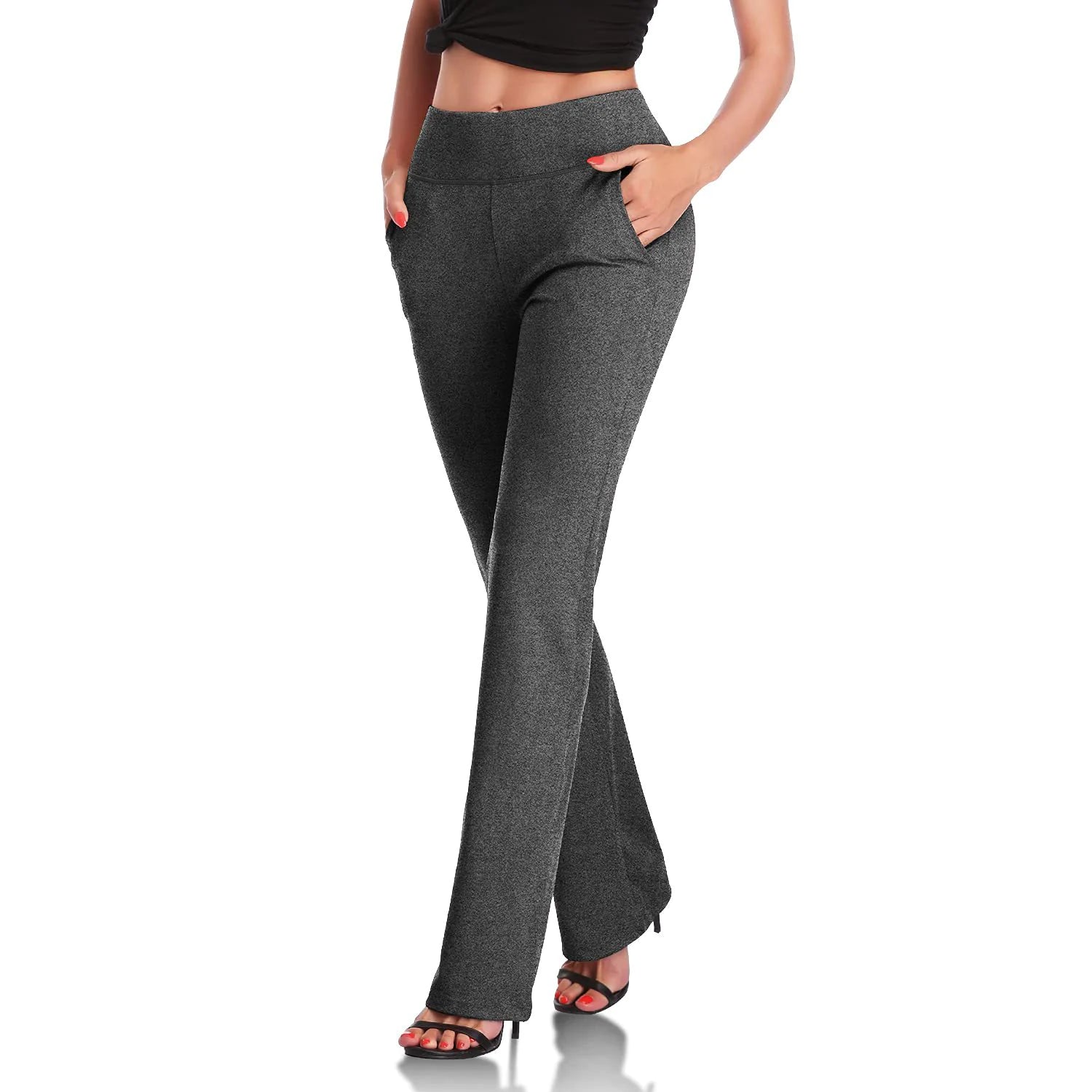 Knit Flare Pants with Side Pockets for Women