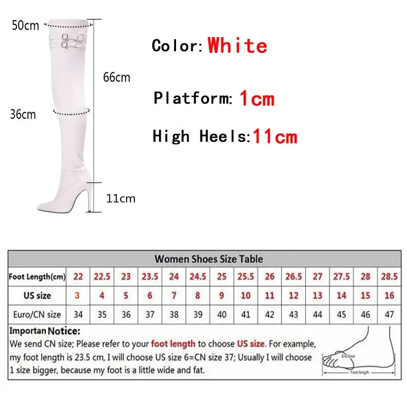 Thigh High Boots Leather Stiletto Heels Size Chart
