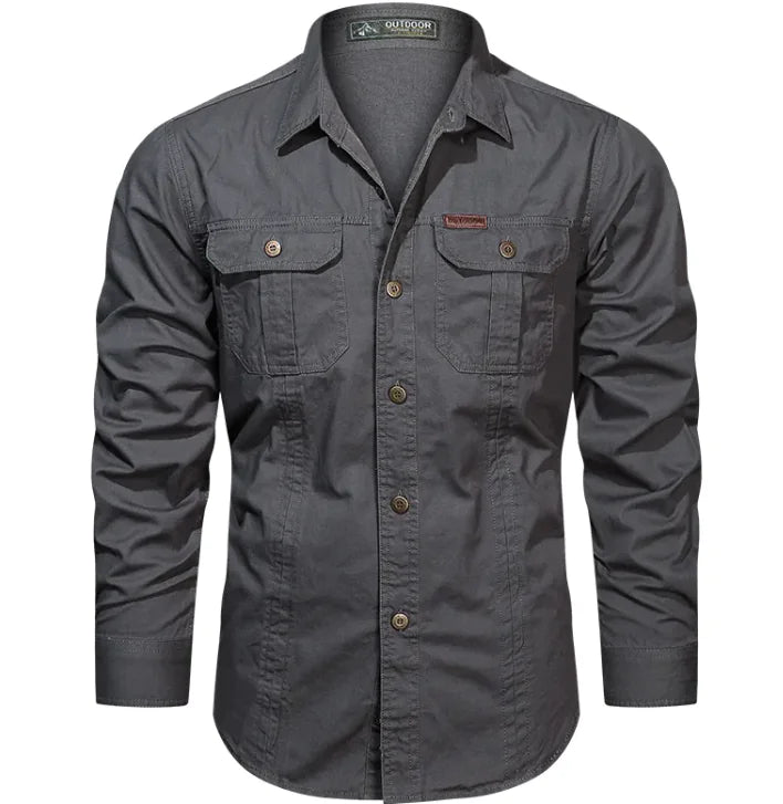 Men's Denim Solid Colour Long Sleeve Shirt