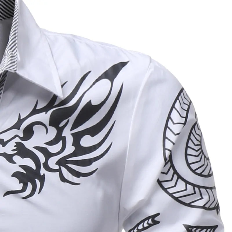 Men's Long-Sleeved Dragon Dress Shirt