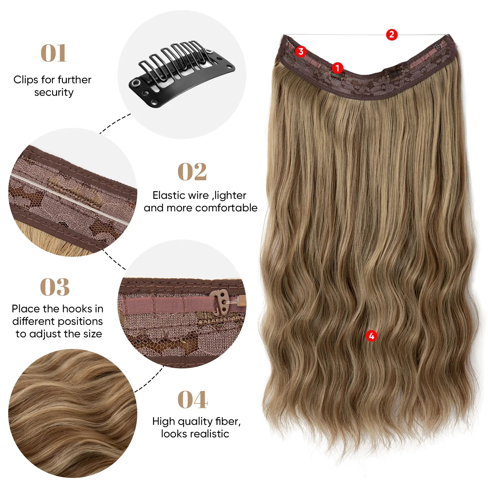 Synthetic Wave Invisible Clip-in Hair Extension