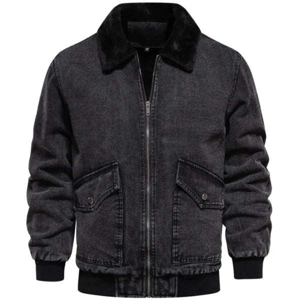 Classic Comfort: Fleece-Lined Denim Jacket for Men