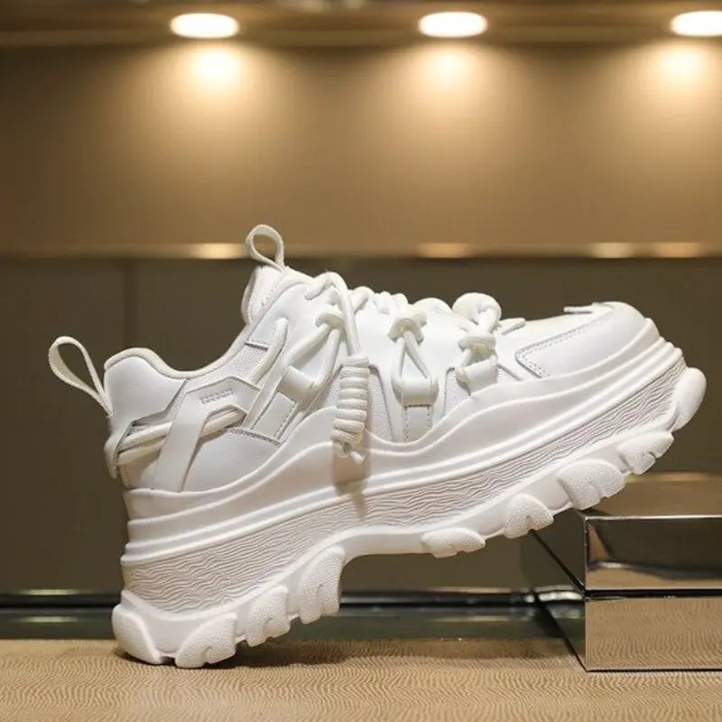 Lace-Up Muffin Sneakers with Thick Soles