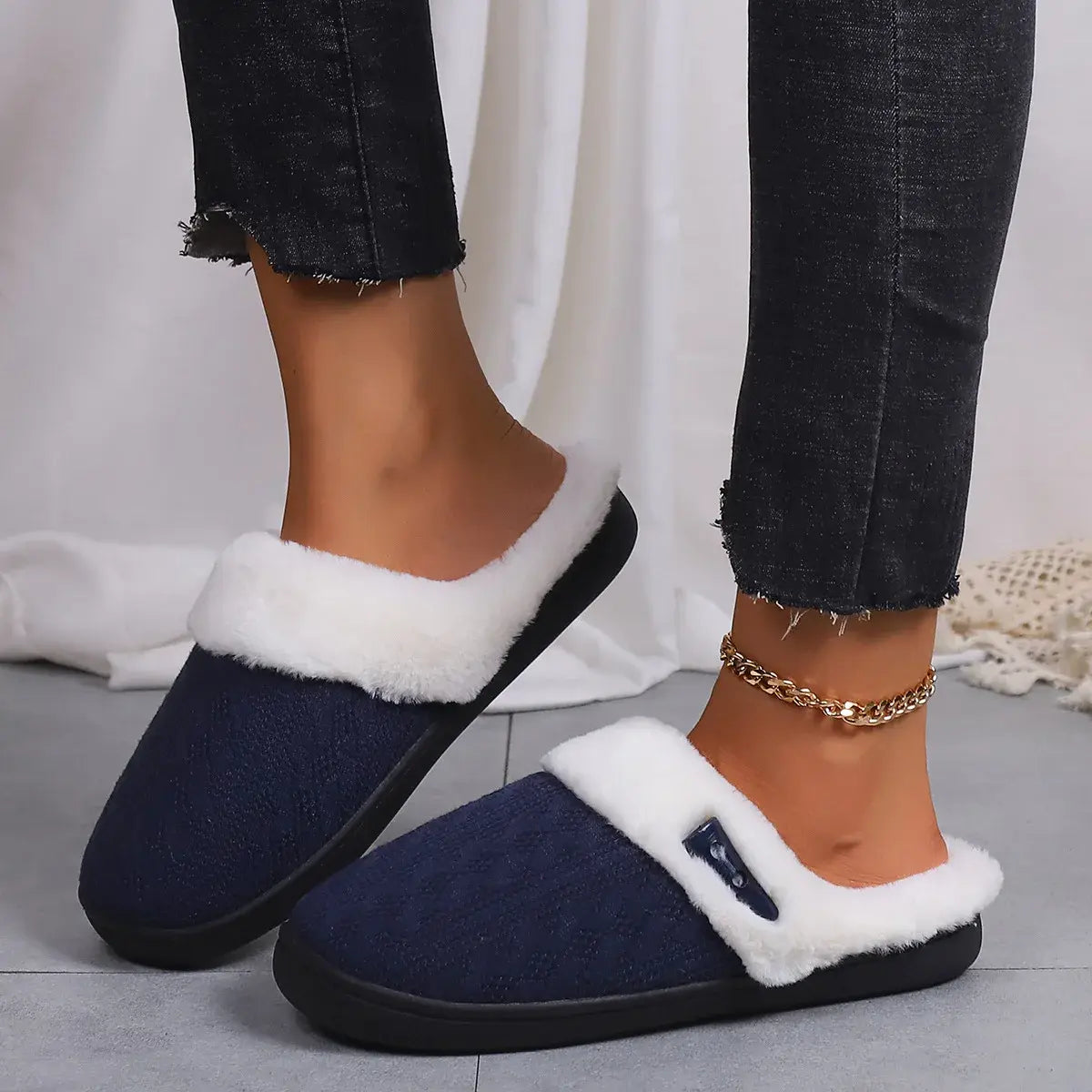Winter Indoor Fluffy Suede Slippers