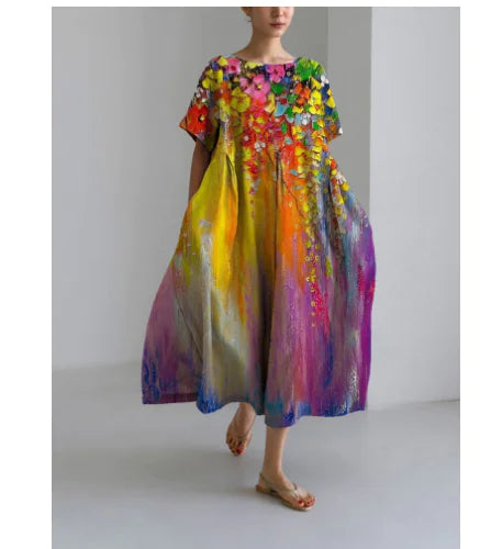 Charming Women's Cotton-Like Printed Casual Dress