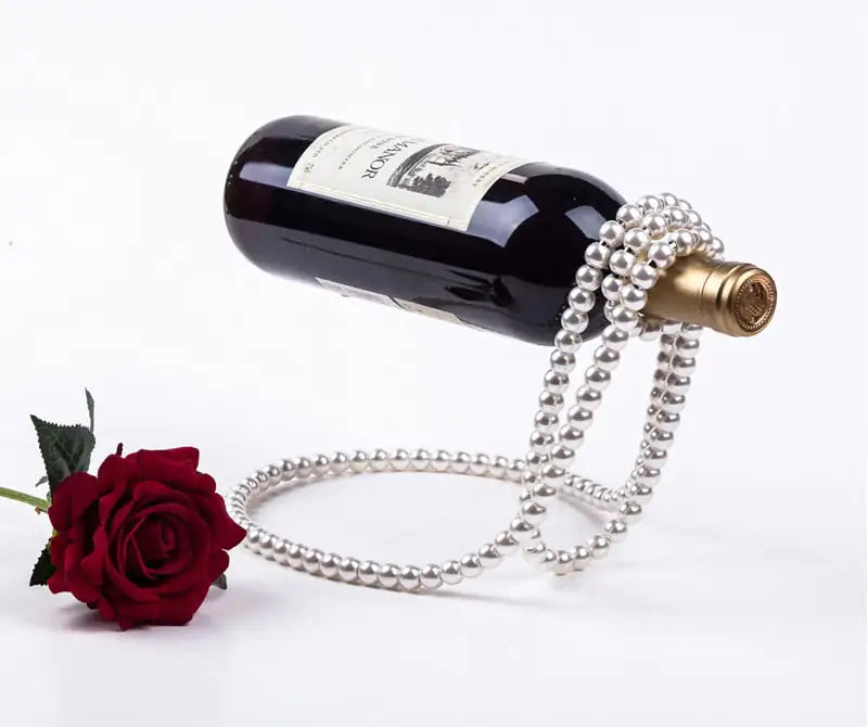 Glamorous Pearl Necklace Wine Rack