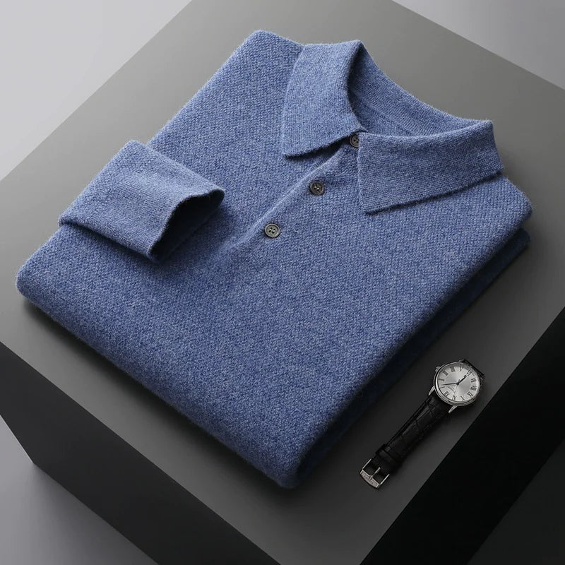 Solid Colour Polo Collar Cardigan