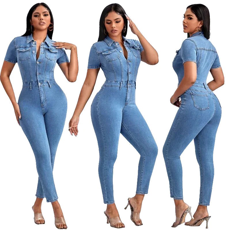 Women's one-piece denim outfit