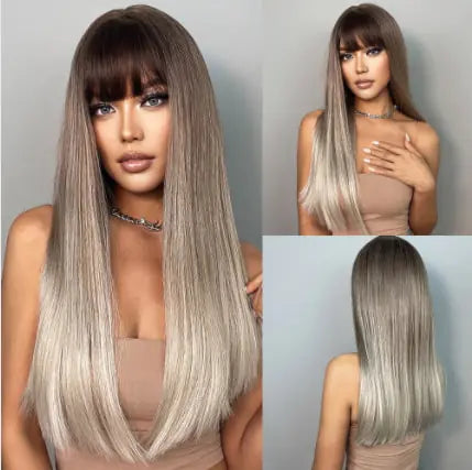 Synthetic Brown and Blonde Long Straight Wig