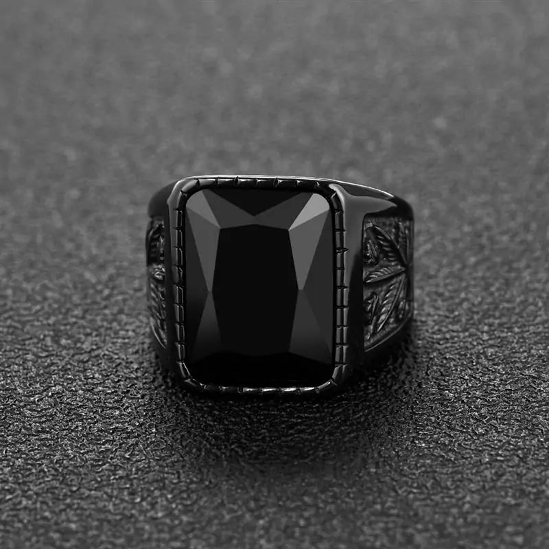 Men's Stainless Steel Stone Ring