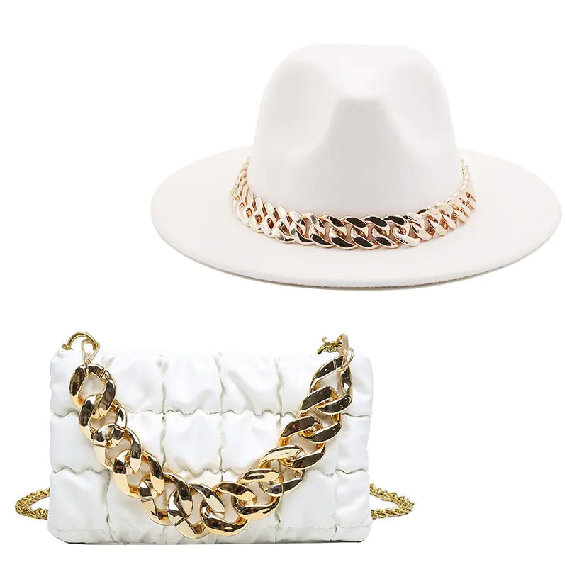 Sophisticated Fedora with Gold Detailing