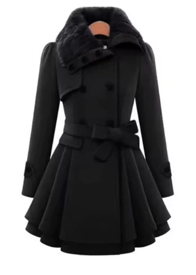 Women's Double-Breasted Padded Wool Coat