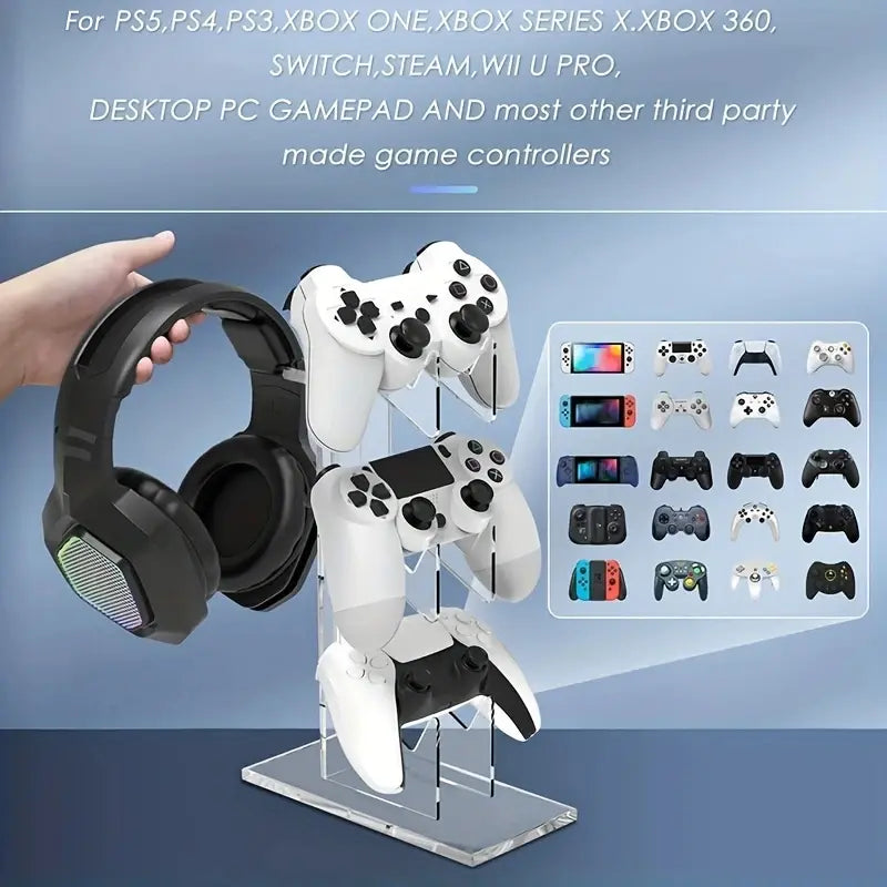 Universal 3-Layer Controller Stand Headset Holder